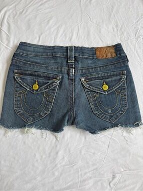 True Religion Joey Cutoffs- Women’s Denim Cutoff Shorts in Dark Blue